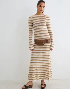Jadie Long Sleeve Maxi Dress in Knit Tonal Stripe