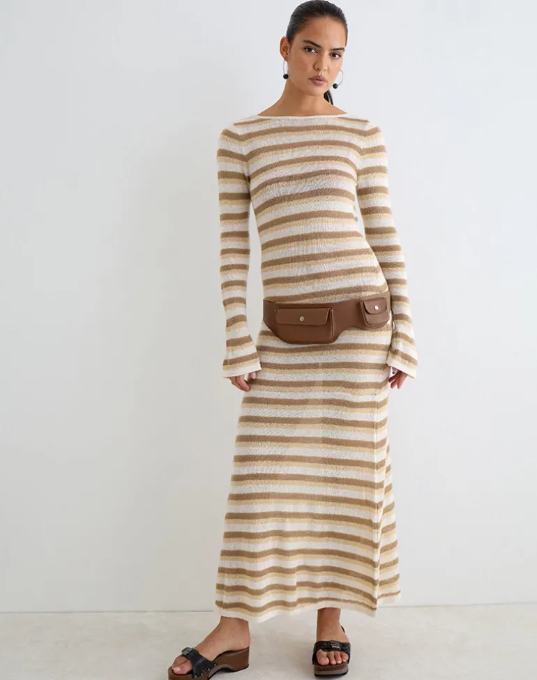 Jadie Long Sleeve Maxi Dress in Knit Tonal Stripe