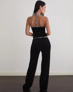 Jalani Trouser in Black with Leopard Binding