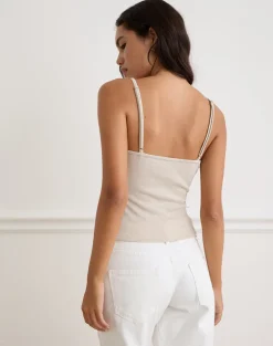 Jalari Eyelet Cami Top in Knit Oatmeal