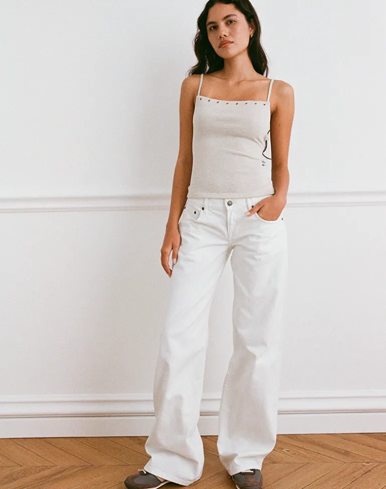 Jalari Eyelet Cami Top in Knit Oatmeal