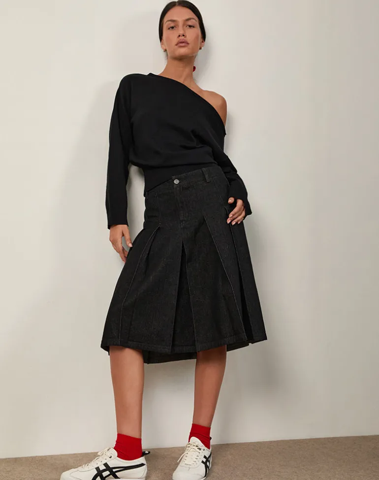 Jalira Asymmetric Cinch Jumper in Black