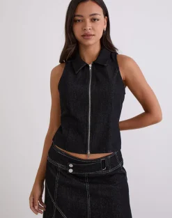 Janae Vest in Denim Black Wash