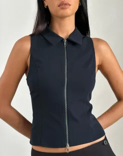 Janae Vest Top in Tailoring Navy