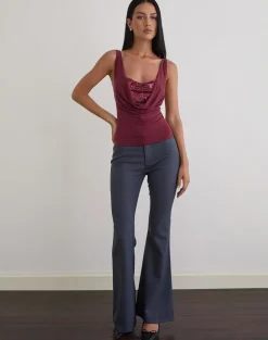 Janice Top in Sequin Jersey Burgundy