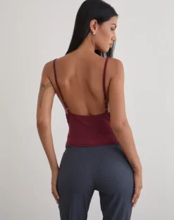 Janice Top in Sequin Jersey Burgundy