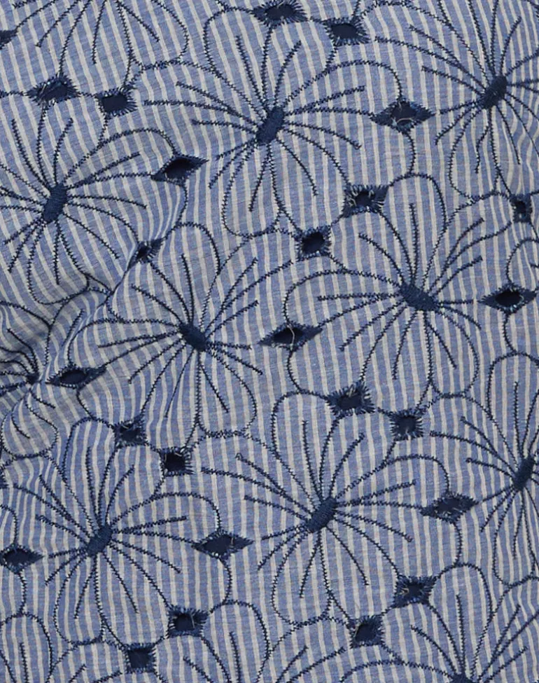 Janisa Halterneck Top in Blue Striped Flowers