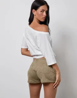 Janna Hotpants in Faux Suede Walnut