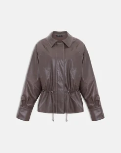 Jannik Jacket in PU Dark Brown