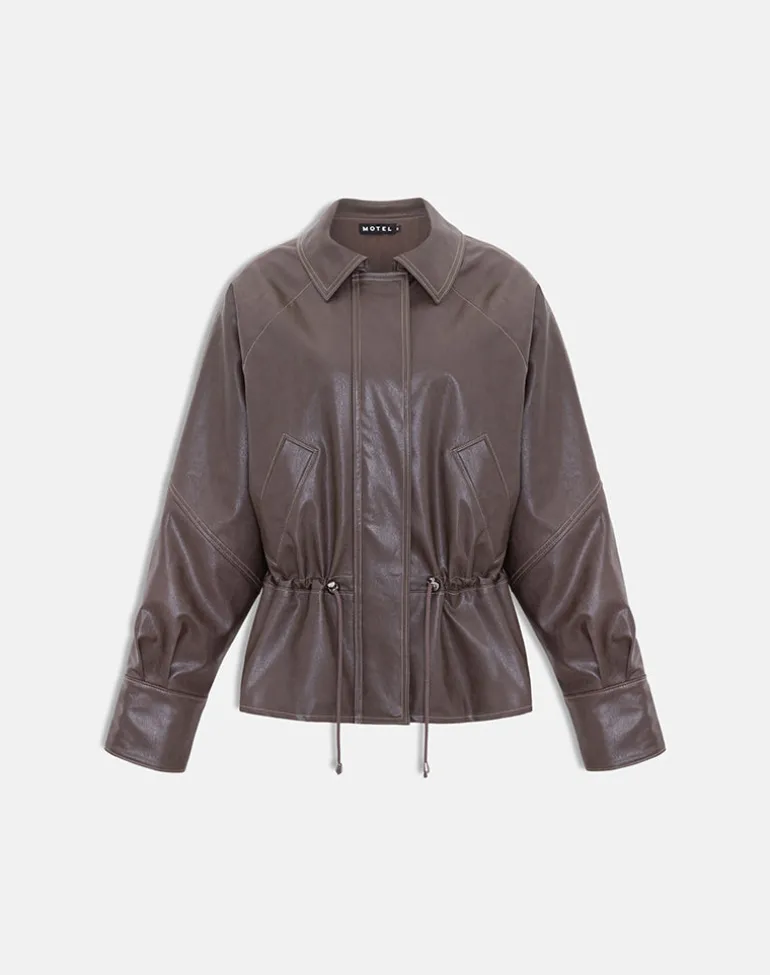 Jannik Jacket in PU Dark Brown