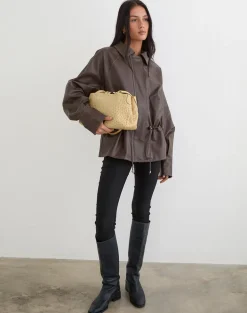 Jannik Jacket in PU Dark Brown