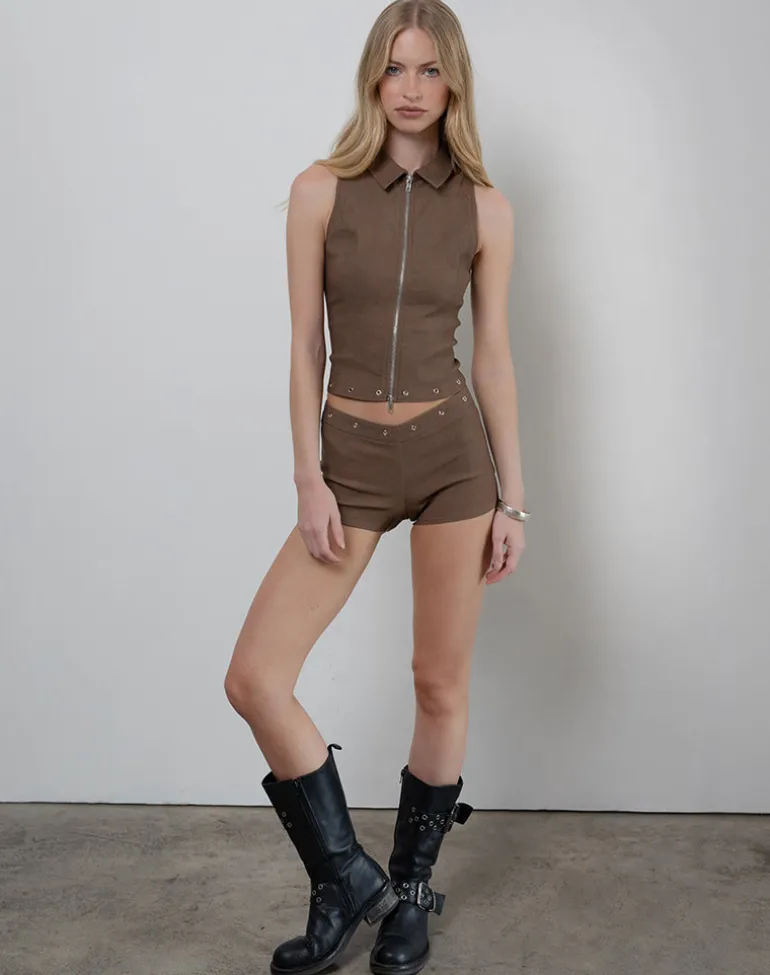 Jarelia Stud Shorts in Tailoring Brown