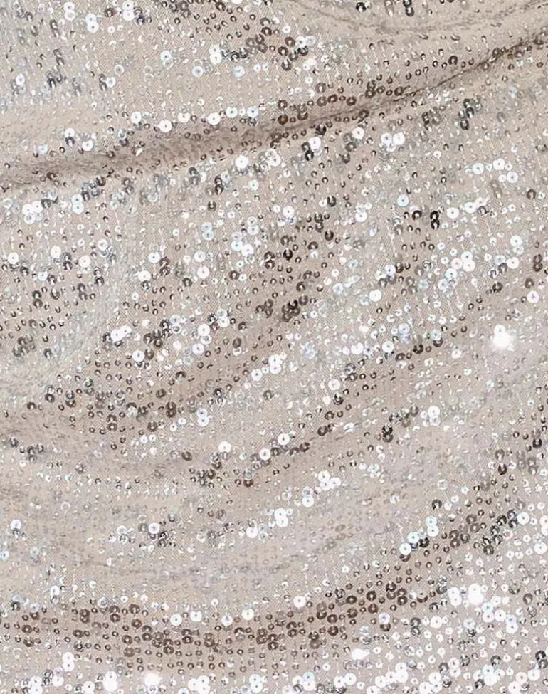 Jasilia Long Sleeve Mini Dress in Neutral Sequin