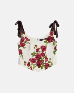 Jatmi Corset Top in Bouquet Roses Cream