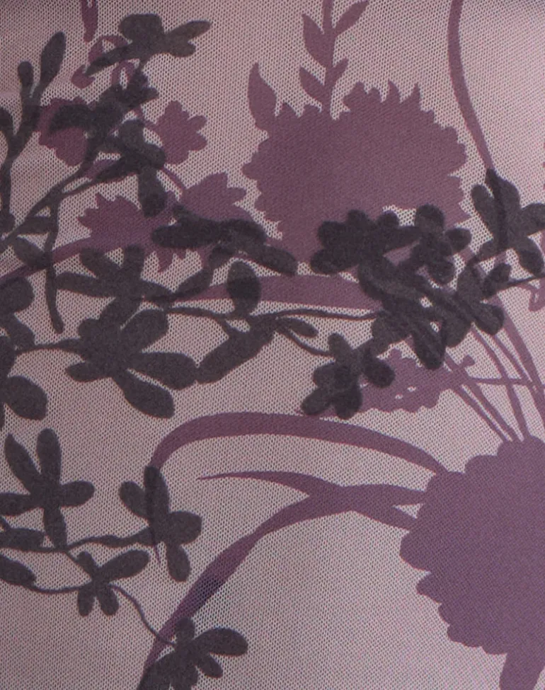 Jaydra Top in Flock Shadow Flower Purple