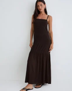 Jenesis Maxi Dress in Crinkle Bitter Chocolate