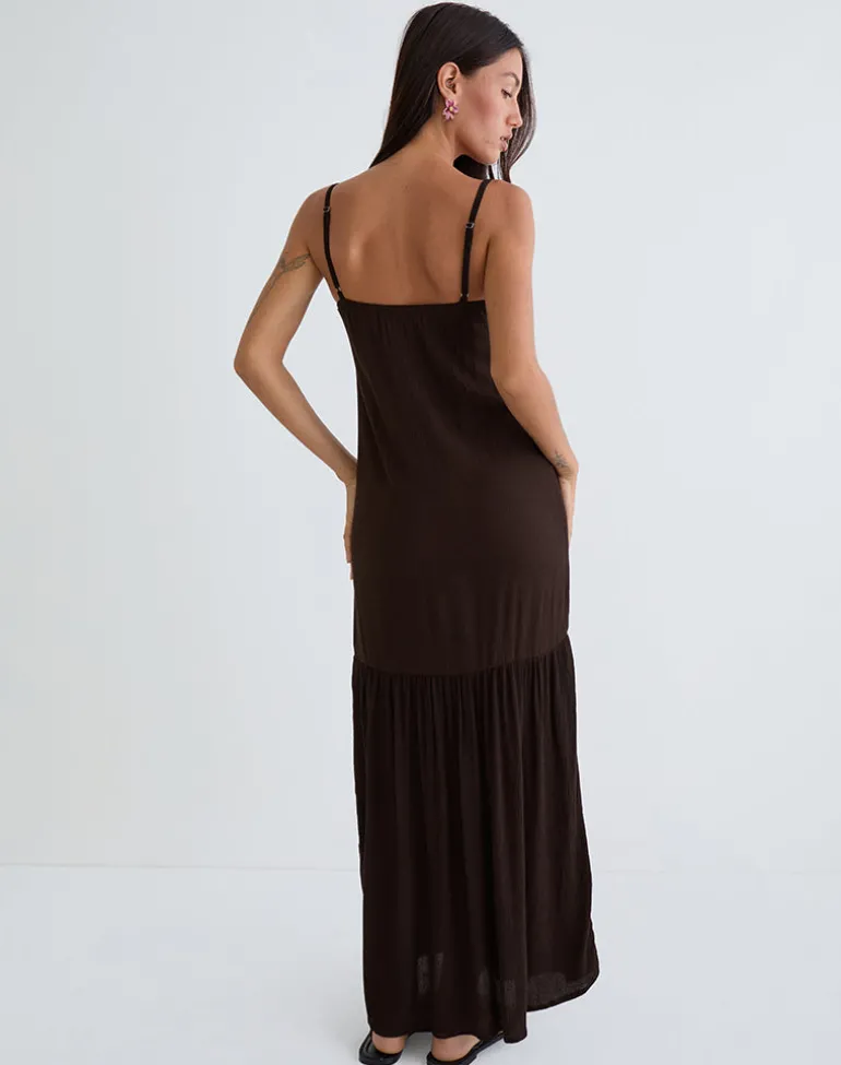 Jenesis Maxi Dress in Crinkle Bitter Chocolate