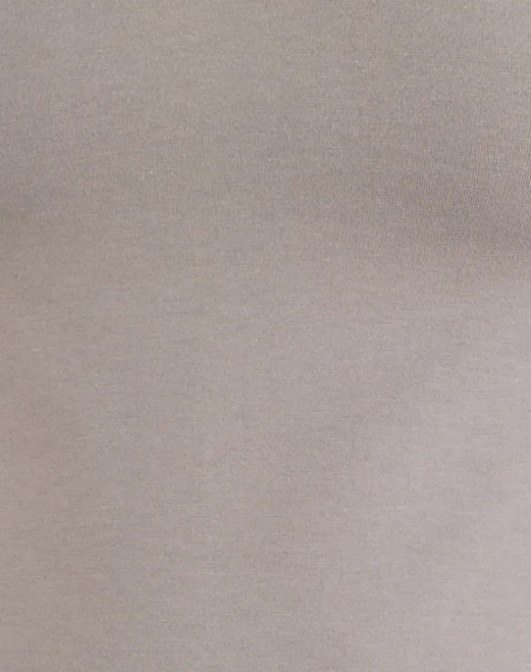 Jenji Long Sleeve Top with Pearl Button in Moon Rock