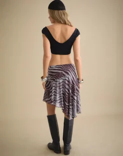Jenny Midi Skirt in Printed Mesh Wild Animal Brown