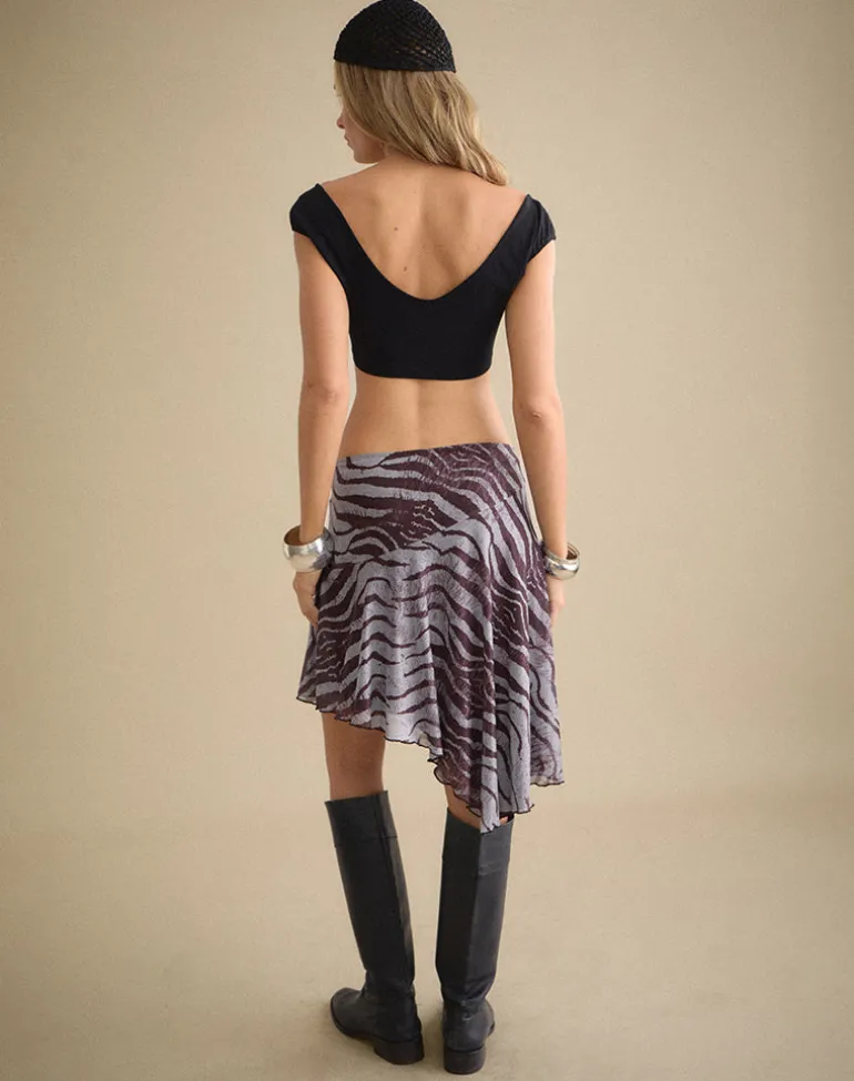 Jenny Midi Skirt in Printed Mesh Wild Animal Brown