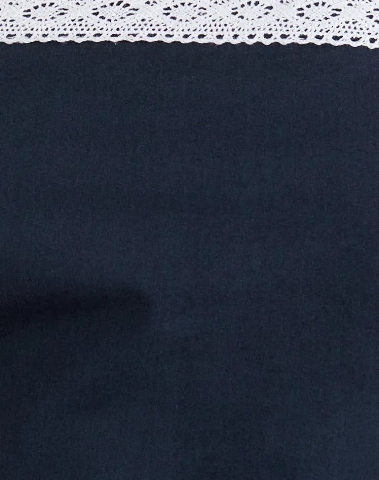 Jesamine Bandeau Dress in Dark Navy with Lace Trim