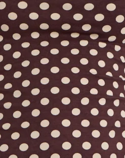 Jinalo Sweetheart Top in Brown with Small Cream Polka Prints