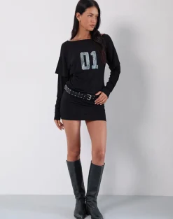 Jionni Sweater Dress in Hotfix Black