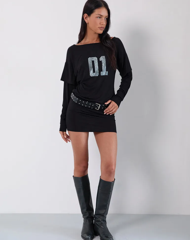 Jionni Sweater Dress in Hotfix Black