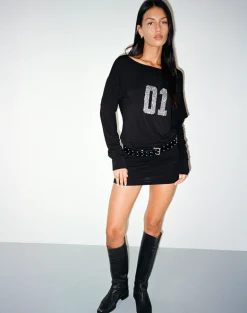 Jionni Sweater Dress in Hotfix Black