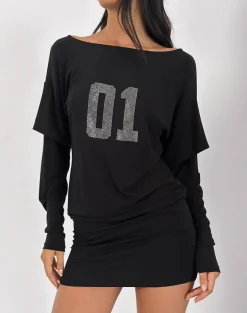 Jionni Sweater Dress in Hotfix Black