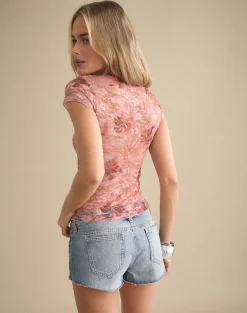 Jiwon Keyhole Top in Petals Lace