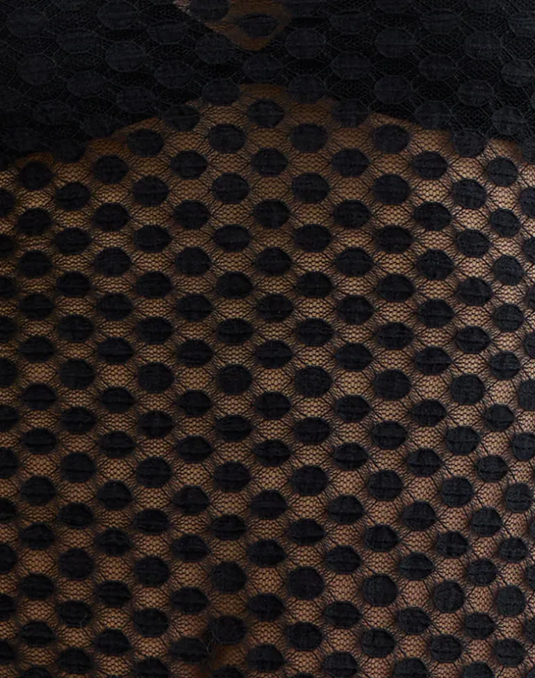Jiwon Keyhole Top in Polka Lace Black