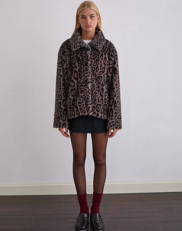 Joji Jacket in Warm Grey Leopard