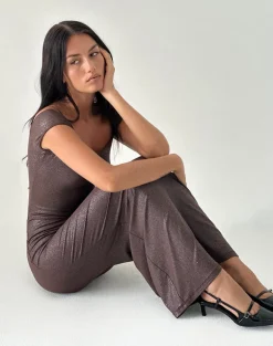 Jolita Maxi Dress in Brown Shimmer