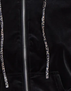 Jona Hoodie in Black with Rar Leopard Pipping
