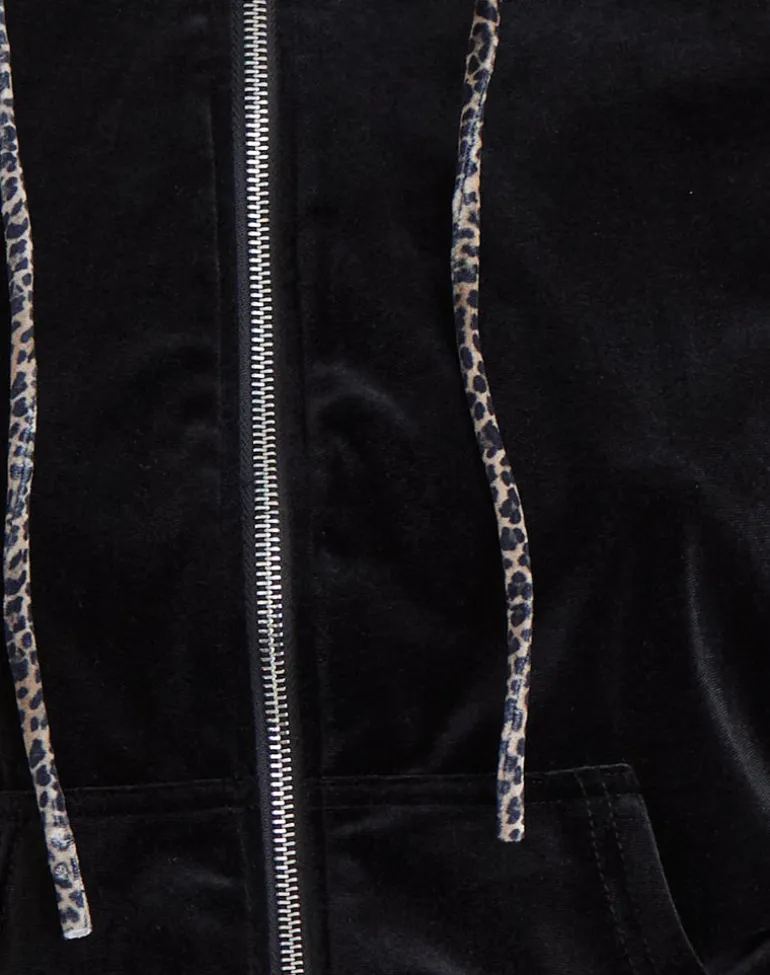 Jona Hoodie in Black with Rar Leopard Pipping