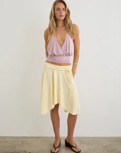 Joonmir Midi Skirt in Rayon Jersey Lemon