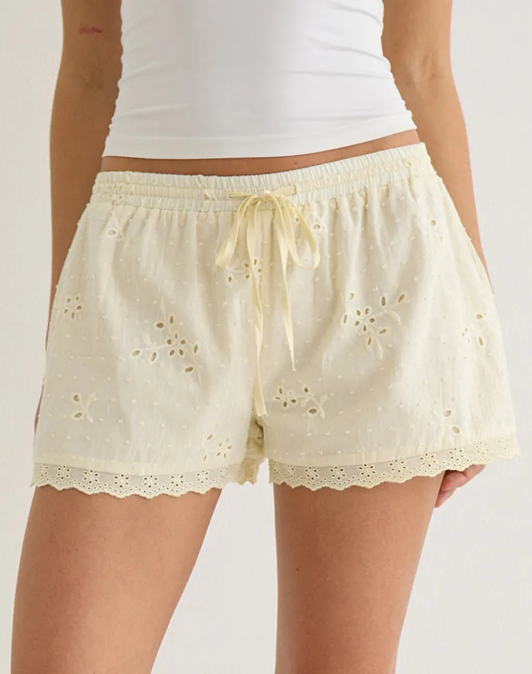 Judy Boxer Short in Broderie Lemon