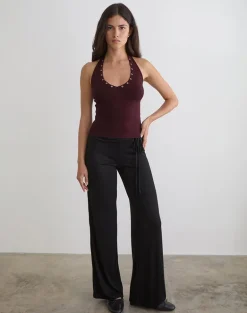 Jugo Halterneck Top in Redwood with Eyelets