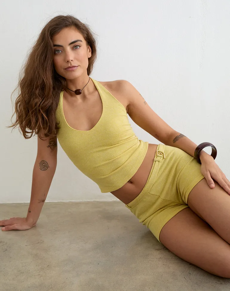 Jules Top in Shimmer Knit Yellow