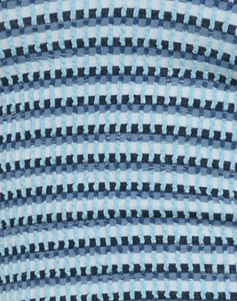 Jules Top in Tonal Stripe Blue Textured Rib