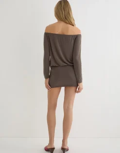 Julitte Mini Dress in Cupro Dark Brown