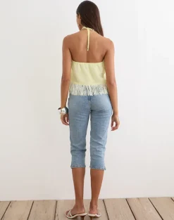 Junaya Top in Lemon with Vintage Bloom Embroidery