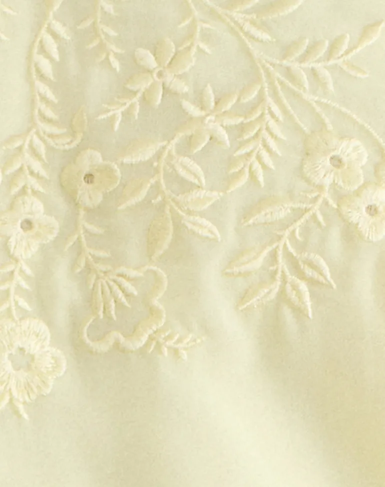 Junaya Top in Lemon with Vintage Bloom Embroidery