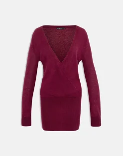 Junbi Wrap Mini Dress in Knit Wine