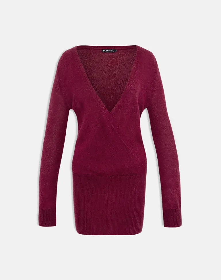 Junbi Wrap Mini Dress in Knit Wine