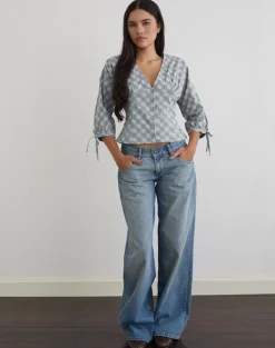Kadeka Shirt in Poplin Oblique Check Grey