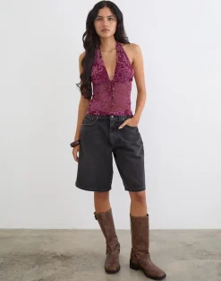 Kadio Top in Flock Shadow Leaf Plum