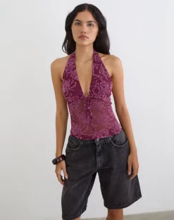 Kadio Top in Flock Shadow Leaf Plum
