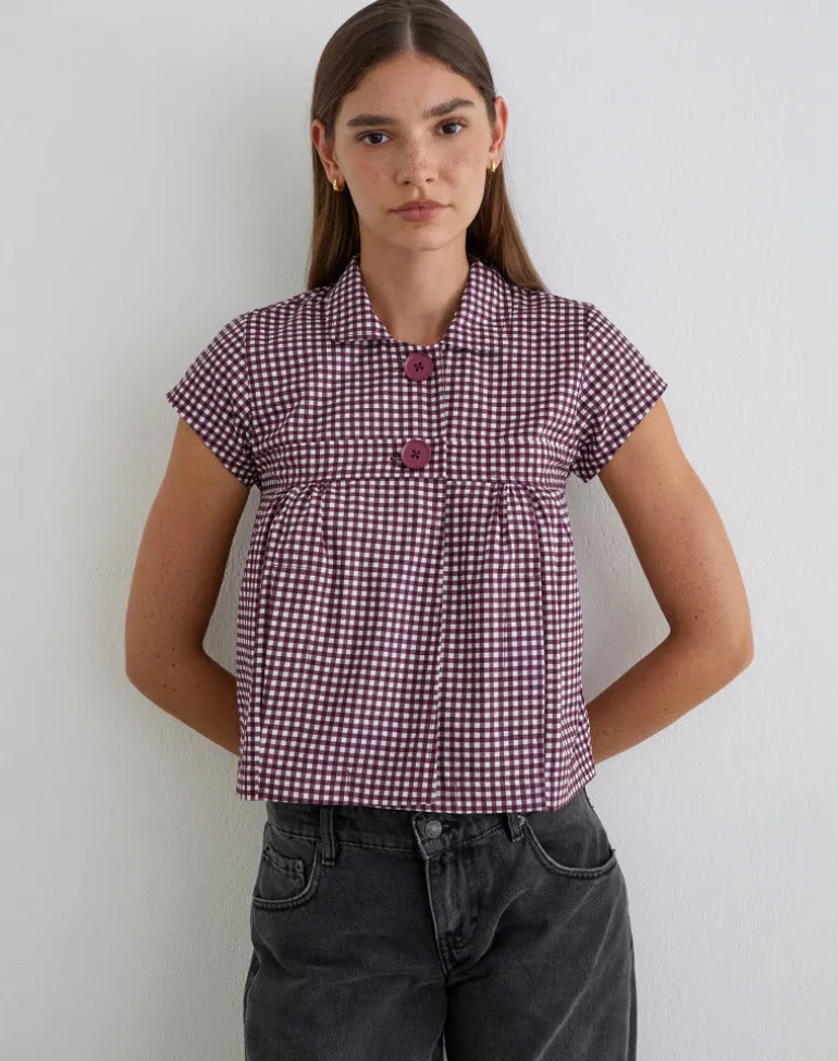 Kaelus Shirt in Mini Gingham Wine
